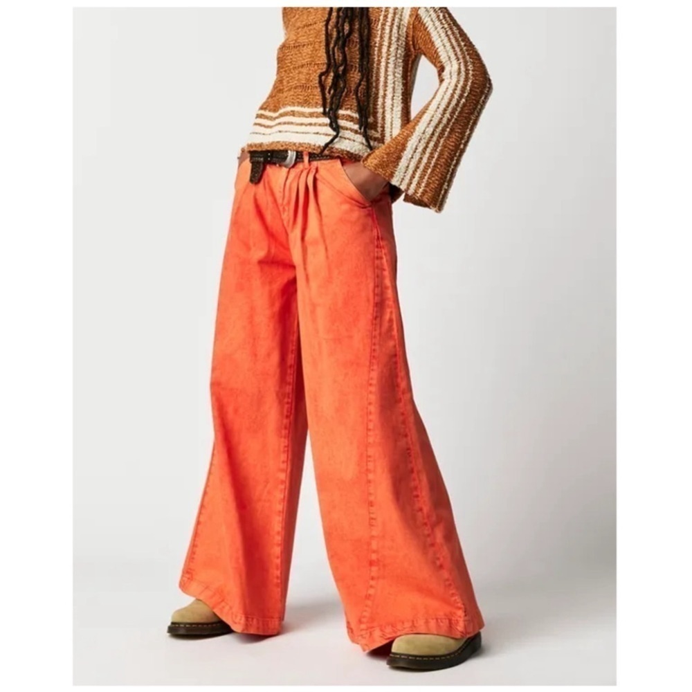 Free People We The Free Equinox Denim Trousers Women’s 28 Orange Baggy Slouchy